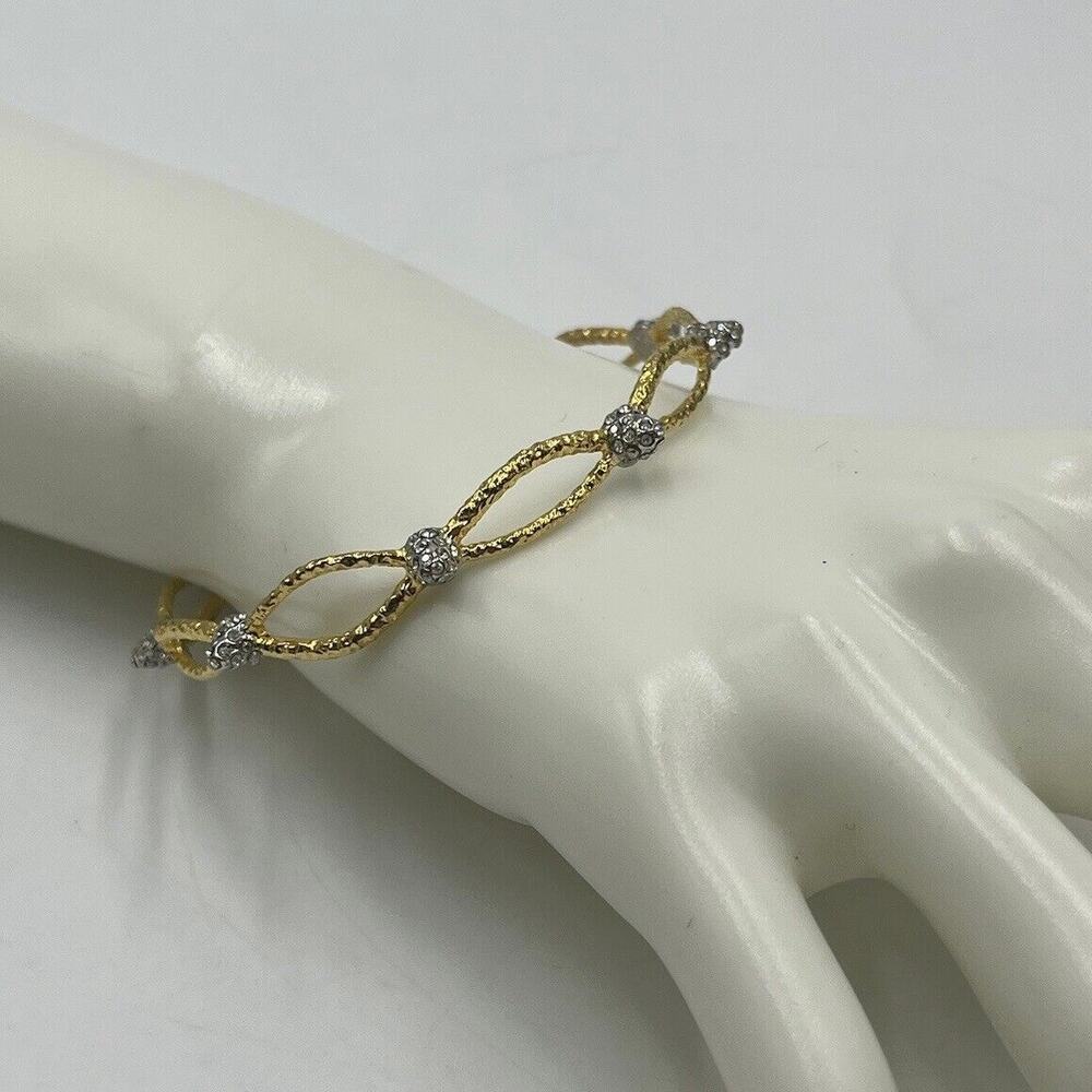 Alexis Bittar Elements Gold Plates Pave Crystal‎ Studded Station Designer Bangle
